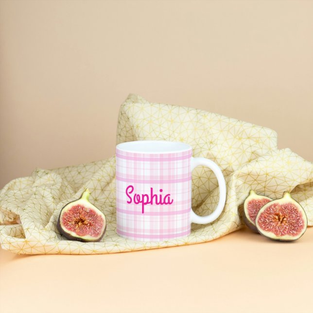Personalized Pink Plaid Name Mug (Créateur téléchargé)