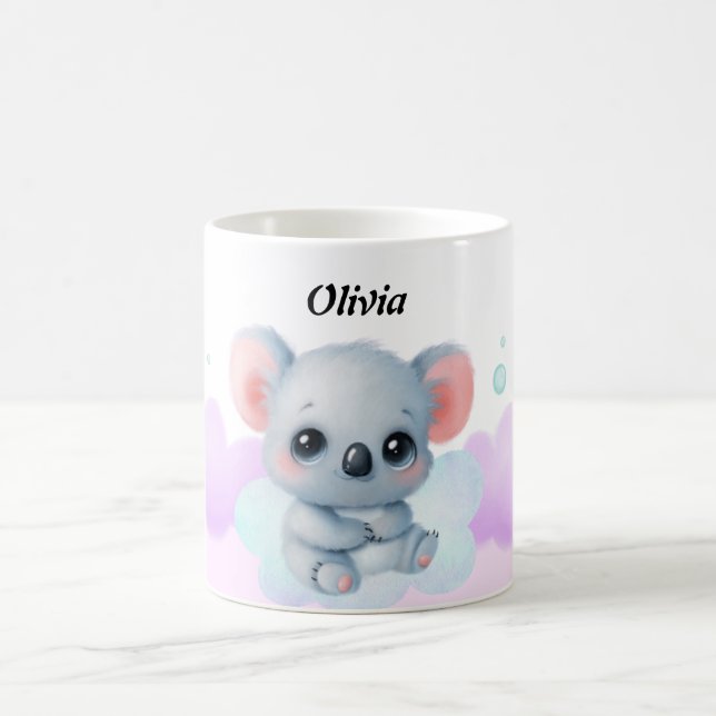 Personalized Pink & Purple Koala Mug – Custom Name (Centre)