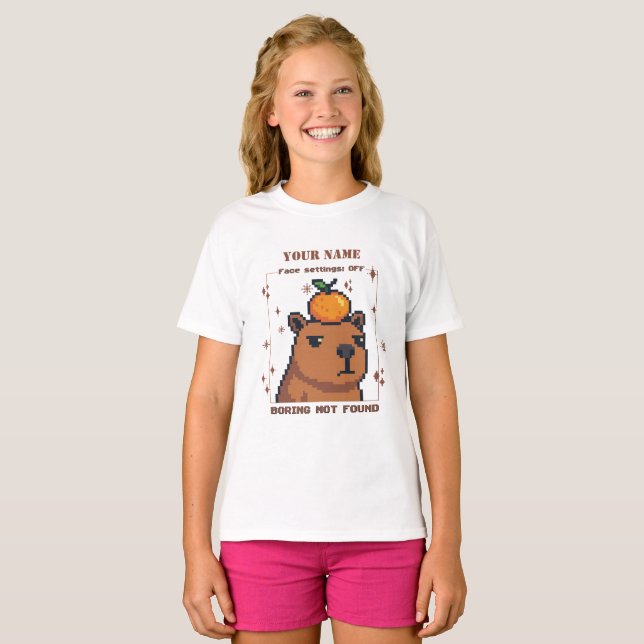 Personalized Pixel Capybara T-Shirt — Custom Name  (Devant entier)