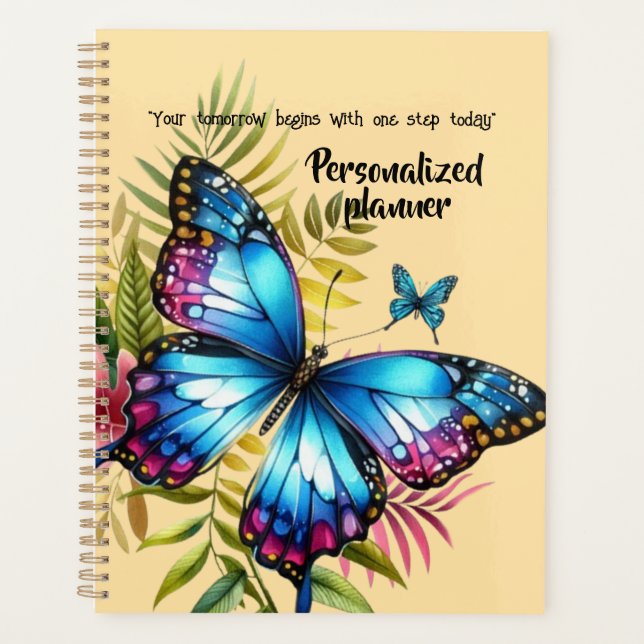 Personalized planner "Tropical butterflies" (Devant)