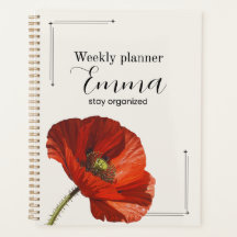 Personalized Poppy Weekly Planner Aesthetic Floral