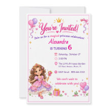 Personalized Princess Birthday Invitation for Girl