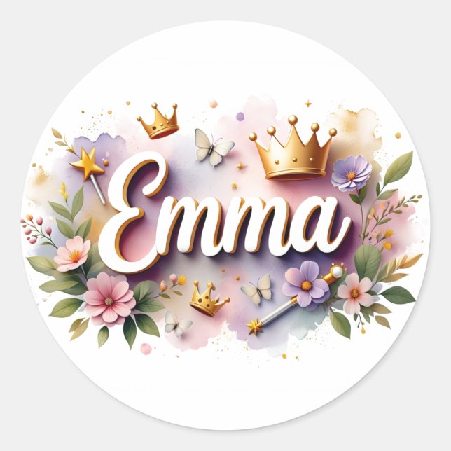 Personalized  Princess Floral Emma Stickers  (Devant)
