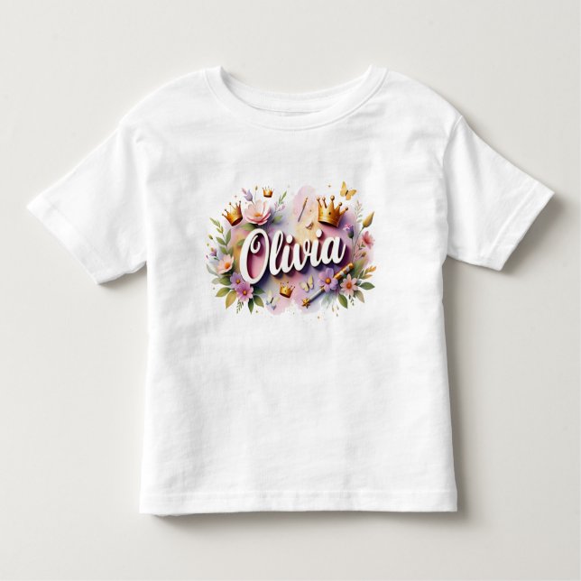Personalized Princess Floral Kids T-Shirt (Devant)