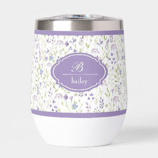 Personalized Purple Floral Monogram Tumbler