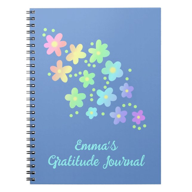 Personalized Rainbow Flowers Gratitude Journal (Devant)