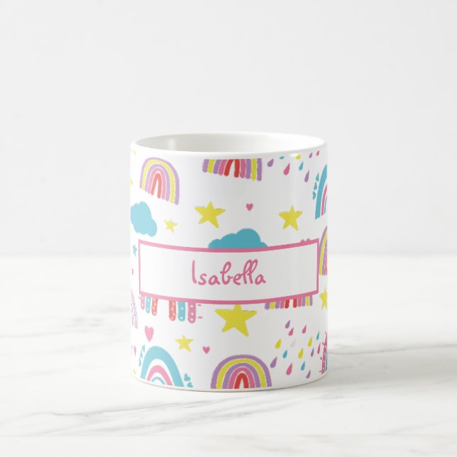 Personalized Rainbow Mug for Girls with Name (Centre)