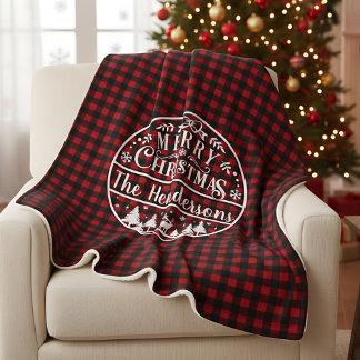 Personalized Red & Black Plaid Merry Christmas
