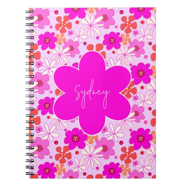 Personalized Retro Floral Design Journal Notebook (Devant)