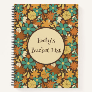 Personalized Retro Flower Power Spiral Journal