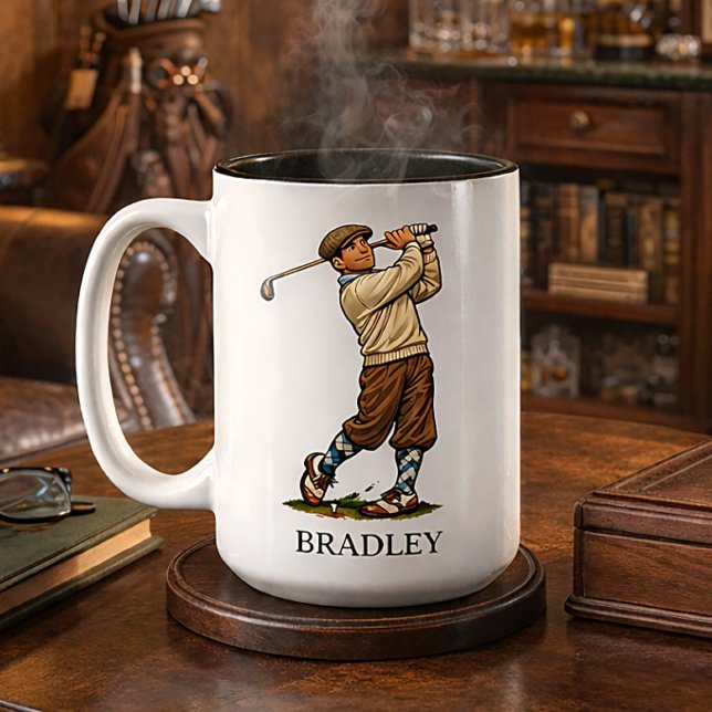 Personalized Retro Golfing Name Gift Mug (Créateur téléchargé)