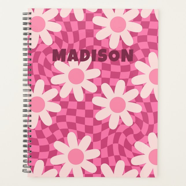 Personalized Retro Groovy Pink Daisy Flower Hippie (Devant)