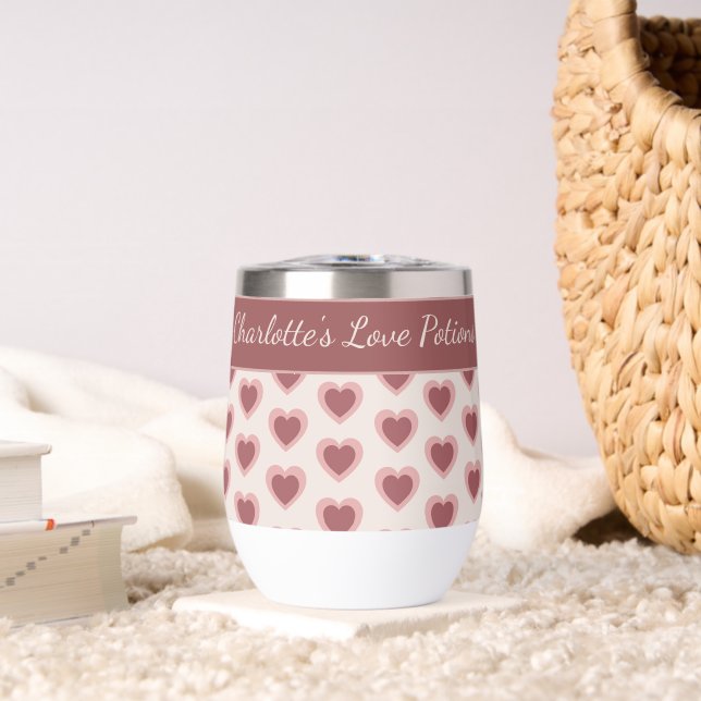 Personalized Retro Hearts Pink Burgundy (Salon (pivotée))