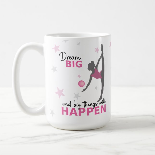 Personalized Rhythmic Gymnast Dream Big Coffee Mug (Gauche)