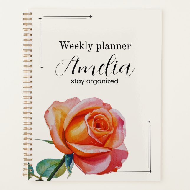 Personalized Rose Planner Aesthetic Weekly Floral (Devant)