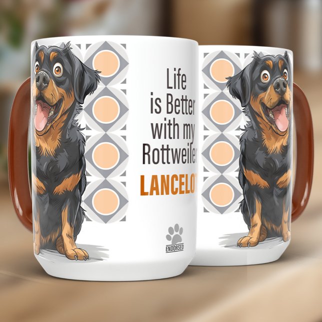 Personalized Rottweiler Custom Dog Mug 15oz (Créateur téléchargé)