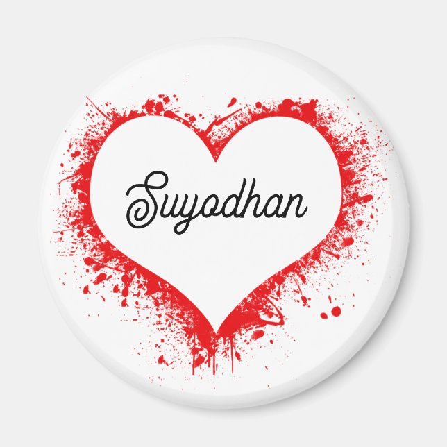 personalized Round Magnet of heart Shape (Devant)
