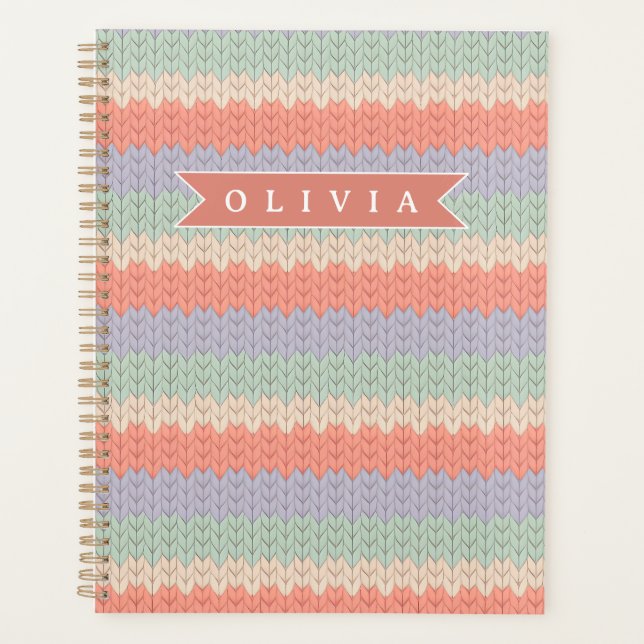 Personalized Scandinavian Pastel Knit Pattern Name (Devant)