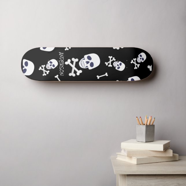 Personalized  SKELETON Halloween  Skateboard (Art mural (Horz))