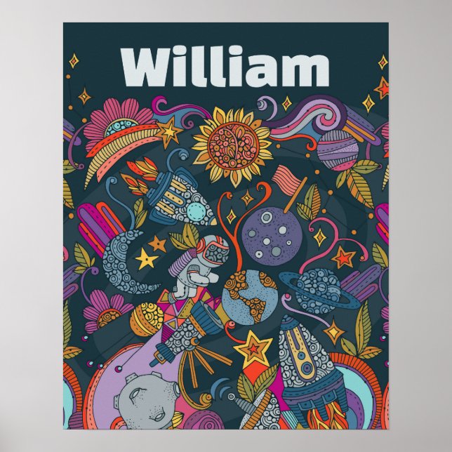 Personalized Space Name Poster for Kids  (Devant)
