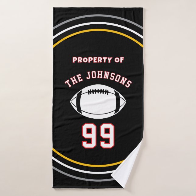 Personalized Sports Towel | Custom Football Player (Serviette de bain)
