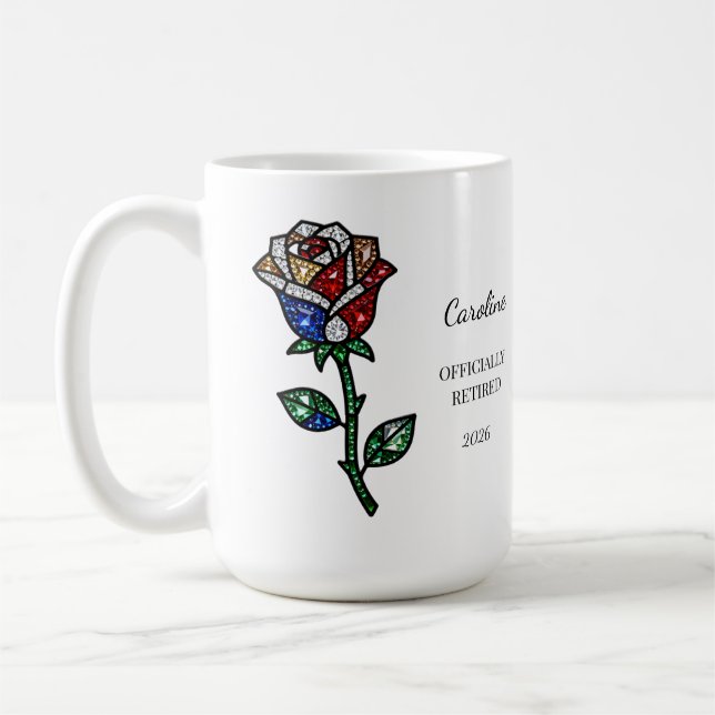 Personalized Stained Glass Rose Retirement Mug  (Gauche)