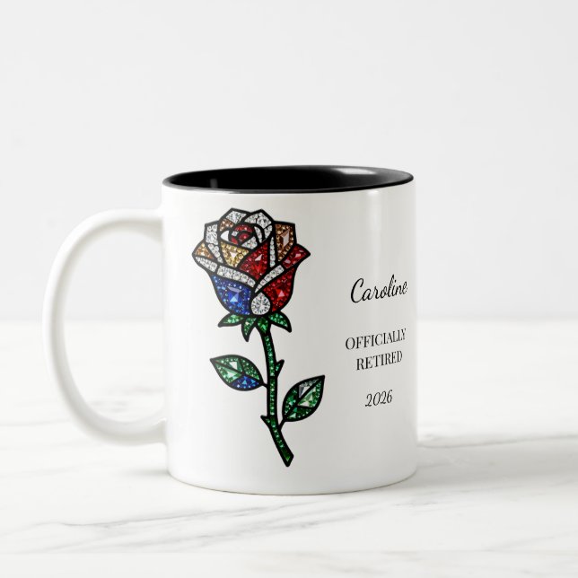 Personalized Stained Glass Rose Retirement Mug  (Gauche)