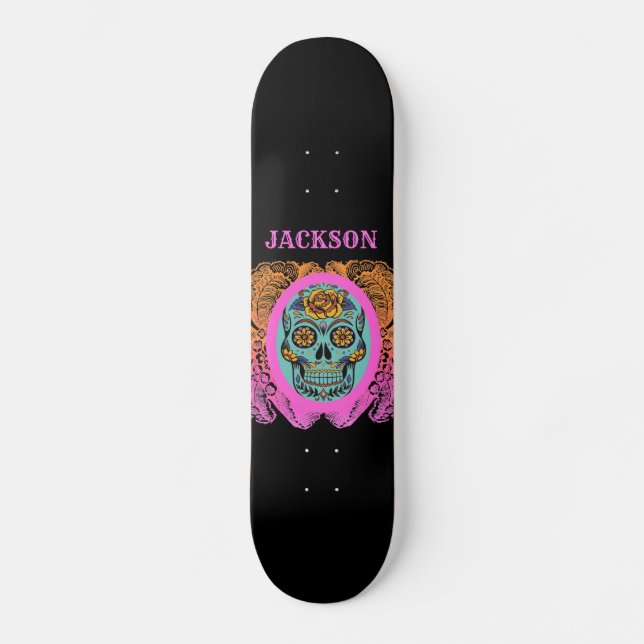 Personalized Sugar Skull Skateboard (Recto)