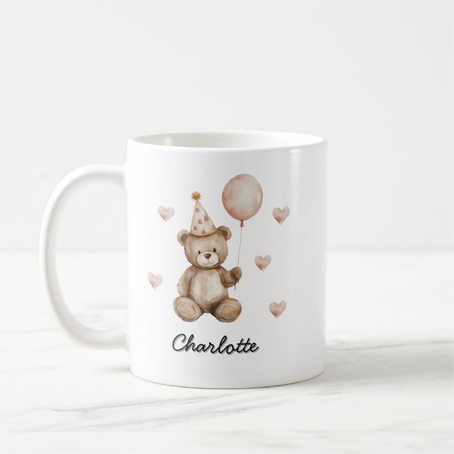 Personalized Teddy Bear Birthday Baby Mug  (Gauche)