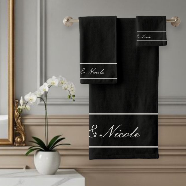 Personalized Towel Set, Elegant White, Classic (Créateur téléchargé)