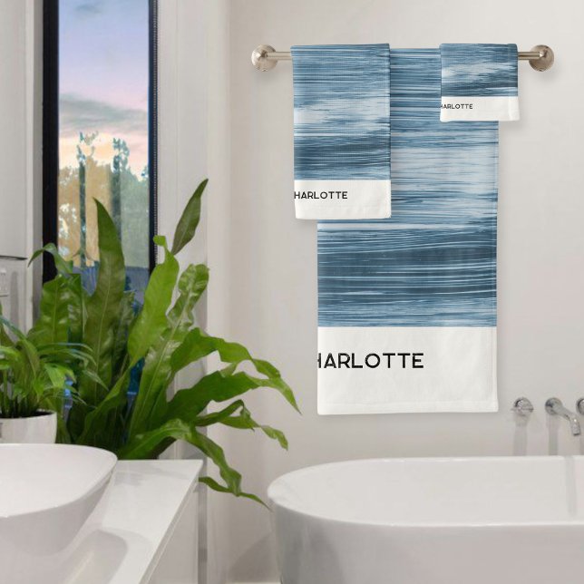 Personalized Towel Set, Shaded Blue Ombre, Elegant (Créateur téléchargé)