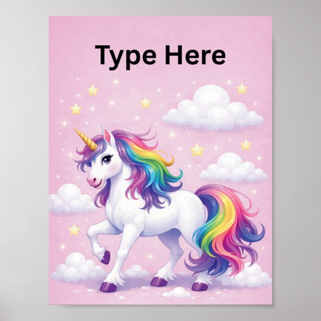 Personalized Unicorn Name Poster (Devant)