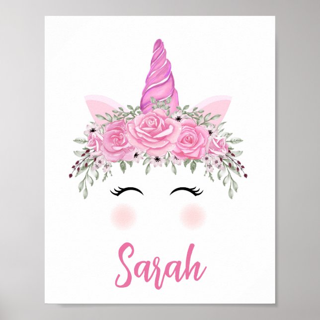 Personalized Unicorn Poster With Pink Name (Devant)