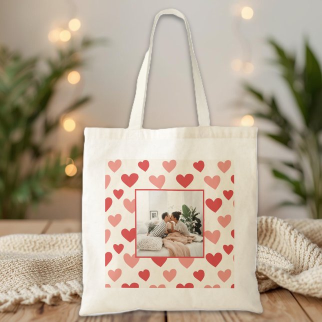 Personalized Valentine Photo Heart Tote Bag (Créateur téléchargé)