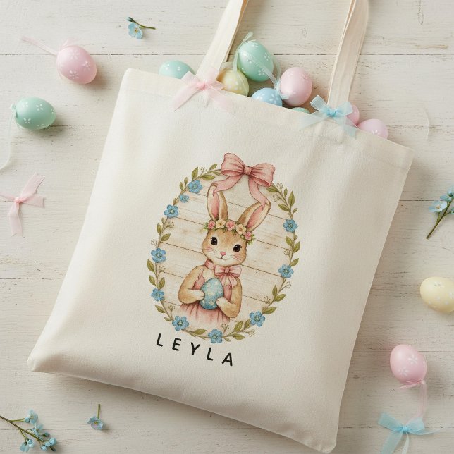 Personalized Vintage Easter Bunny Pastel Tote Bag (Créateur téléchargé)