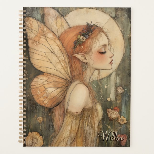 Personalized Vintage Fairy with Floral Crown (Devant)