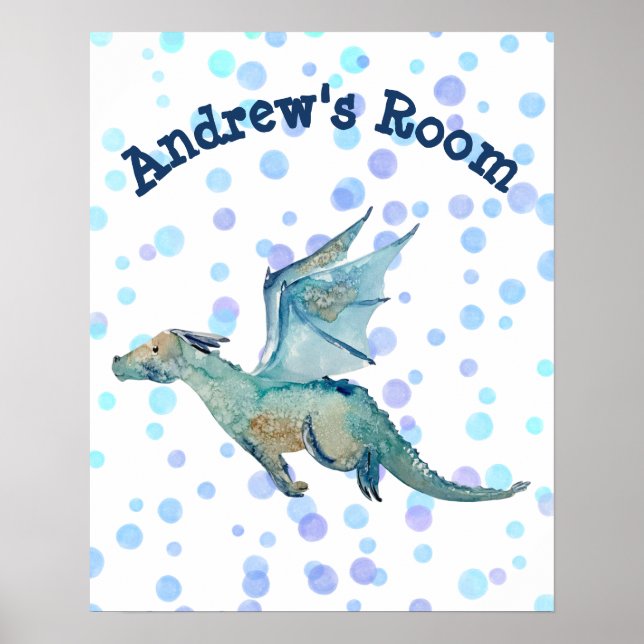 Personalized Watercolor Dragon  Poster (Devant)