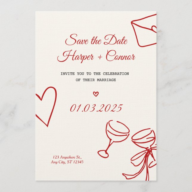 Personalized Wedding Invitation Card – Elegant  (Devant)