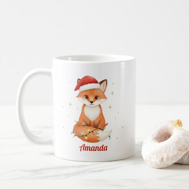 Personalized Whimsical Fox Christmas Mug (Avec donut)