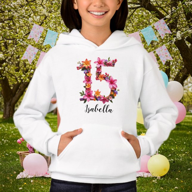 Personalized White Hoodie with Floral Print  (Créateur téléchargé)