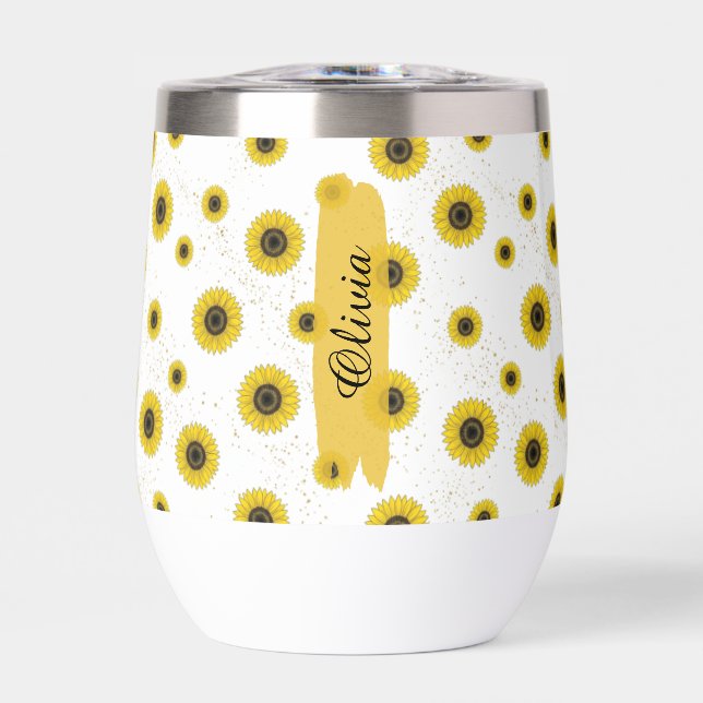Personalized White Sunflower Pattern 11oz Cup (Avant)