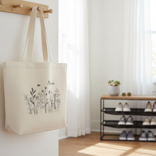 Personalized Wildflower Botanical Art Tote Bag (Créateur téléchargé)