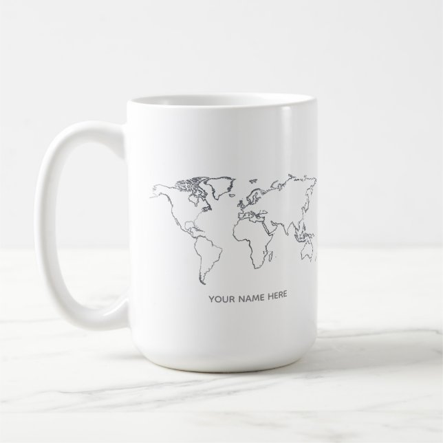 Personalized World Map Line Art Mug (Gauche)