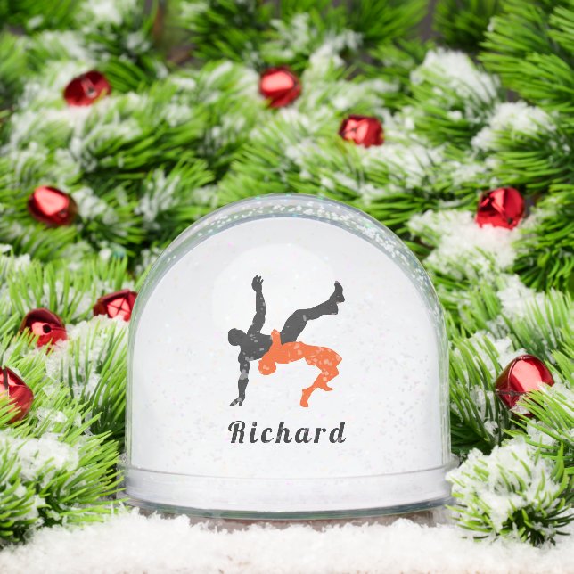 Personalized Wrestling Athlete Snow Globe Gift (Noël)