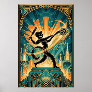 Personnage de dessin animé Art déco rétro de bande