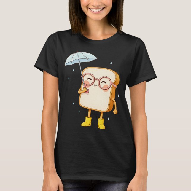 Personnage de pain mignon avec parapluie – T-shirt (Devant)