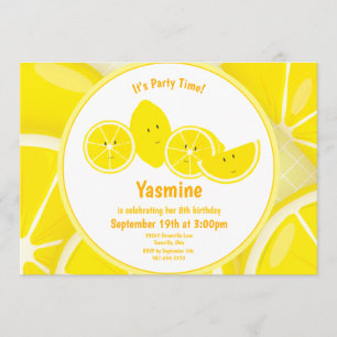 Personnages de citron Invitation d'anniversaire po
