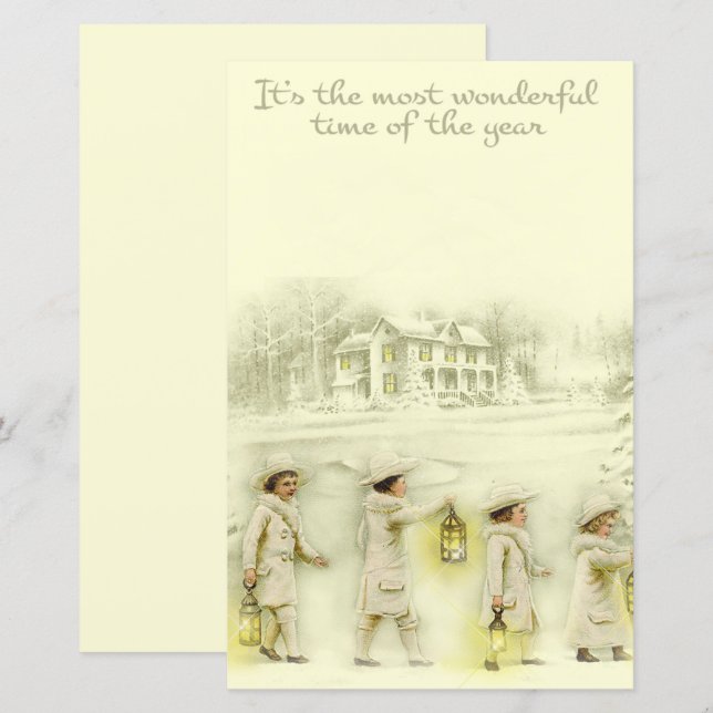 Personnages de Noël vintage beige (Devant / Derrière)