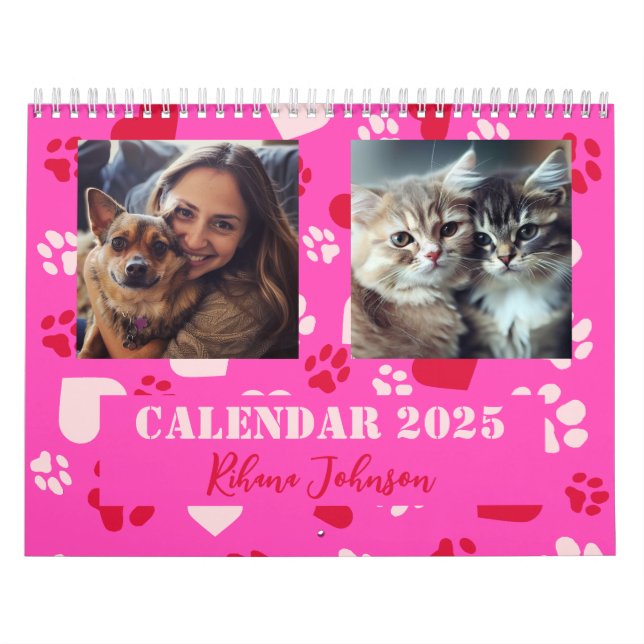 Personnalisable 2025 Calendrier Deux Photos, Nom,  (Protection)