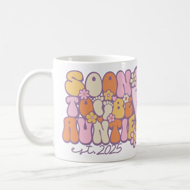 Personnalisable Bientôt Être Tante, Est. 2025 Mug (Gauche)